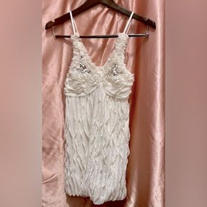 White Sequin Short Dress